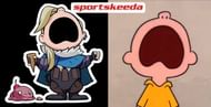 Sova crying over spilled ice cream in "Peanuts" art style (Image via Sportskeeda)